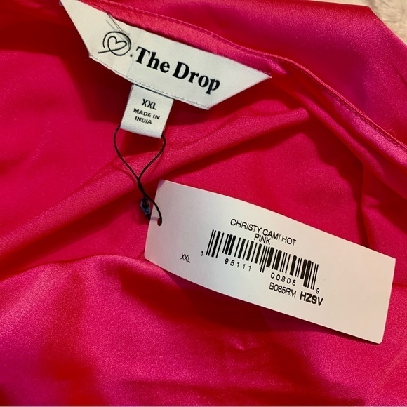 NWT Cami XXL The Drop Christy Cami Hot Pink Satin Adjustable Spaghetti Straps - Picture 12 of 16